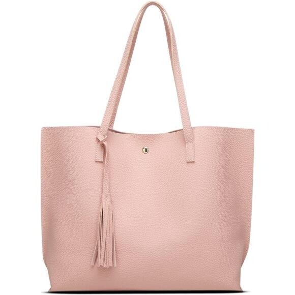 Handbags - Chic Soft Faux Leather Tote Large Capacity Shoulder Bag Fashionable Travel Women